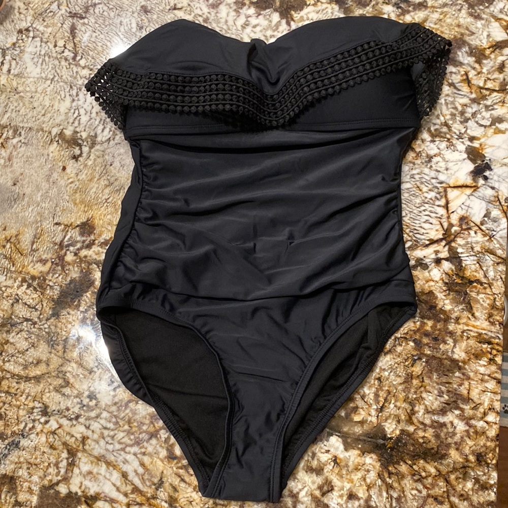 Black One Piece Swimsuit Strapless